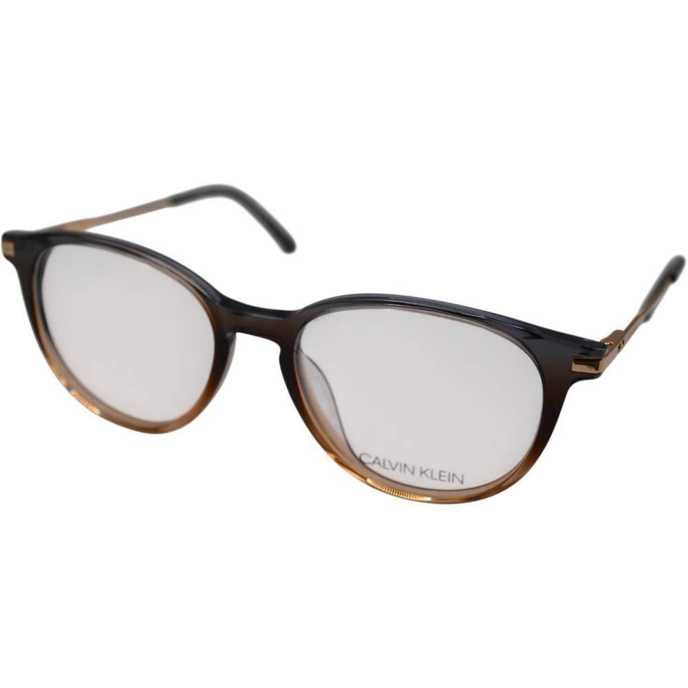 Calvin Klein Women’s Eyeglasses | Crystal Grey | Round Full Rim | 51–17–140